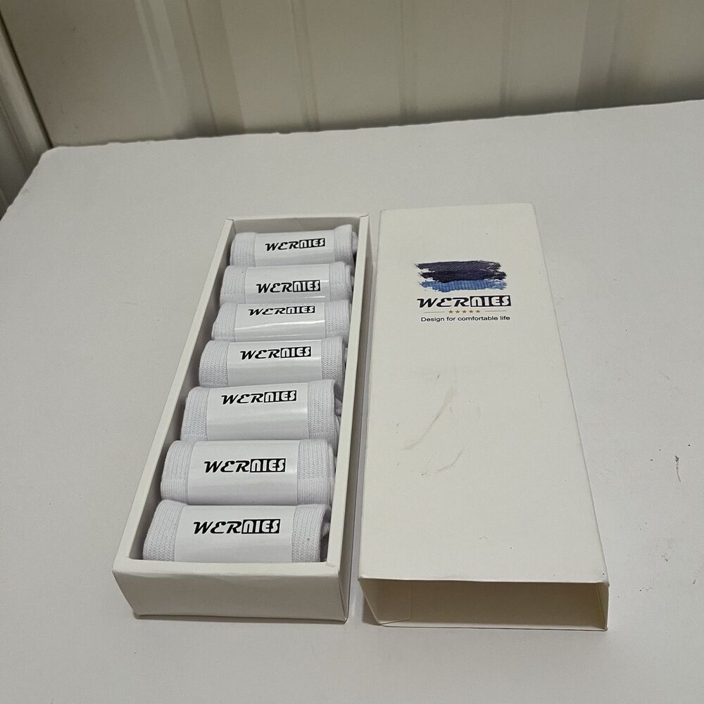 Wernies No Show Socks White New Box 7 pair Pack Women’s Size Large
